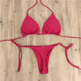 2pcs Sexy Women Summer Swimwear Bikini Set Bra Tie Side G-String Thong Beach e Suit Swimsuit Bathing Suit Swimming Suit