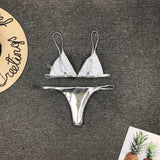 Summer Push Up Padded Bra Bathing Suit Beach Wear Women Sexy Thong Bikini Set Silver Gold Sequinis Biquini Swimwear