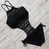 Sexy Lace One Piece Swimsuit Swimwear Women Solid High Neck Monokini Hollow Out Female Push Up Bathing Suit Maillot De Bain 2021