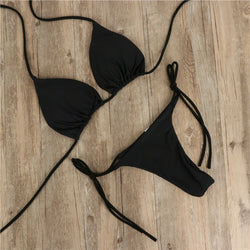 Brazilian Swimsuit Women Sexy Bikini Set Push-up Padded Bra Thong Two Pieces Swimwear Beachwear Bathing Suit Femme