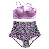 Women Swimsuit High Waist Bathing Suit Plus Size Swimwear Push Up Bikini Set Vintage Retro Beach Wear XXL