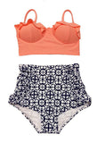 Women Swimsuit High Waist Bathing Suit Plus Size Swimwear Push Up Bikini Set Vintage Retro Beach Wear XXL