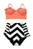 Women Swimsuit High Waist Bathing Suit Plus Size Swimwear Push Up Bikini Set Vintage Retro Beach Wear XXL