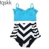 Women Swimsuit High Waist Bathing Suit Plus Size Swimwear Push Up Bikini Set Vintage Retro Beach Wear XXL