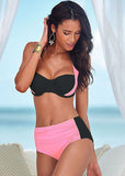 NAKIAEOI Sexy Bikinis Women Swimsuit High Waisted Bathing Suits Swim Halter Push Up Bikini Set Plus Size Swimwear 4XL
