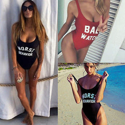Sexy Women One Piece Swimsuit Monokini Swimsuit Beach Backless Swimwear Beachwear Letters Printed Bathing suit S-L