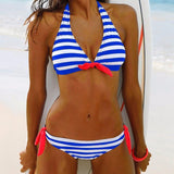NAKIAEOI 2016 Sexy Bikinis Women Swimsuit Swimwear Halter Top Plaid Brazillian Bikini Set Bathing Suit Summer Beach Wear Biquini