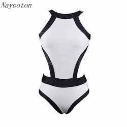 Black white spell color beach women's swim swimwear high waist professional bikini