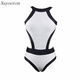 Black white spell color beach women's swim swimwear high waist professional bikini