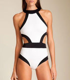 Black white spell color beach women's swim swimwear high waist professional bikini