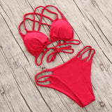 NAKIAEOI 2017 Sexy High Neck Bikini Swimwear Women Swimsuit Brazilian Bikini Set Green Print Halter Top Beach wear Bathing Suits