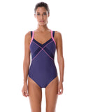 SYROKAN Women's One Piece Dual Crossback Athletic Training Swimsuit