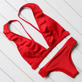 Brand Sexy Bikini 2018 Swimsuit Swimwear Women Push Up Bikinis Set Solid Swimming Bathing Suit Beachwear Summer Beach