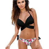 Sexy Bikini Women Swimsuit Push Up Swimwear Criss Cross Bandage Halter Bikini Set Beach Bathing Suit Swim Wear XXL