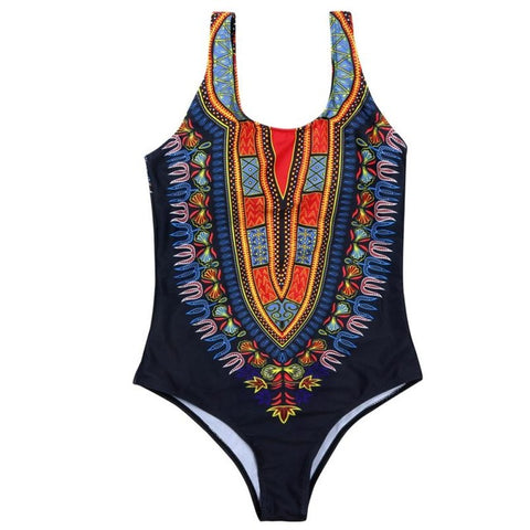 large size Women Curve Appeal Dashiki African Printing Push-Up Bikini Jumpsuit one piece swimsuit women plus size swimwear