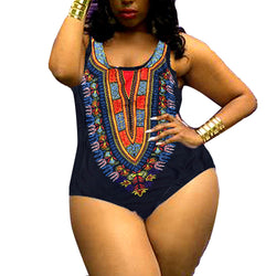 large size Women Curve Appeal Dashiki African Printing Push-Up Bikini Jumpsuit one piece swimsuit women plus size swimwear
